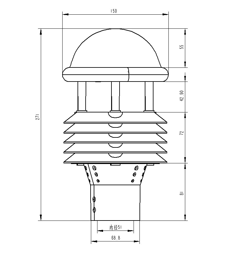 七要素智慧路灯传感器产品尺寸图