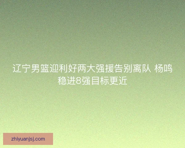 辽宁男篮迎利好两大强援告别离队 杨鸣稳进8强目标更近
