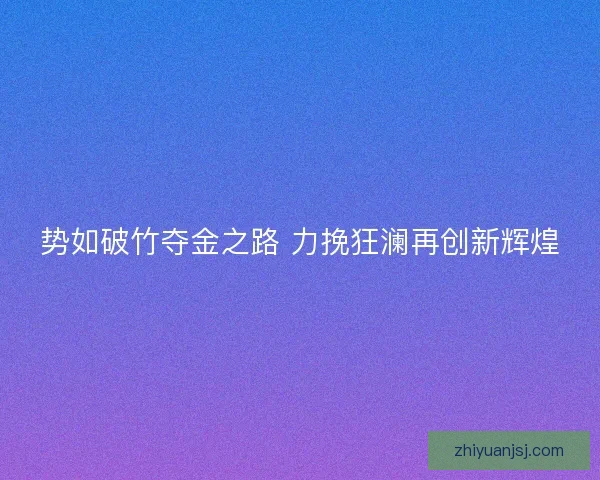 势如破竹夺金之路 力挽狂澜再创新辉煌