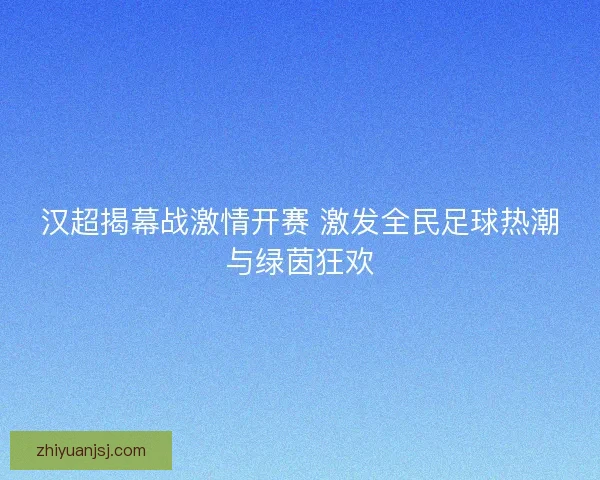 汉超揭幕战激情开赛 激发全民足球热潮与绿茵狂欢