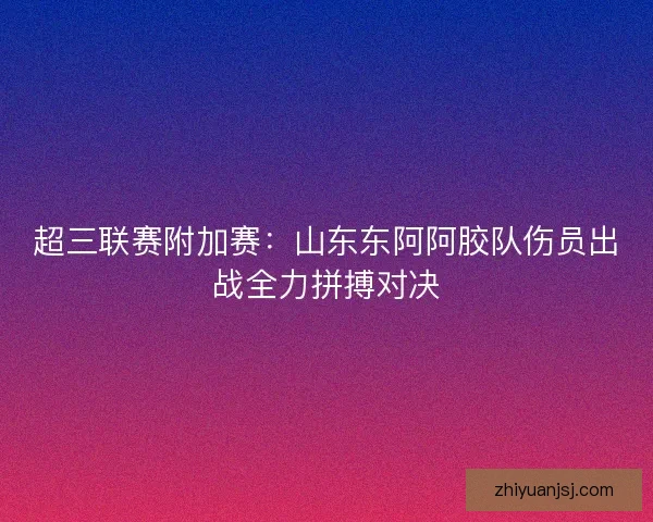 超三联赛附加赛：山东东阿阿胶队伤员出战全力拼搏对决